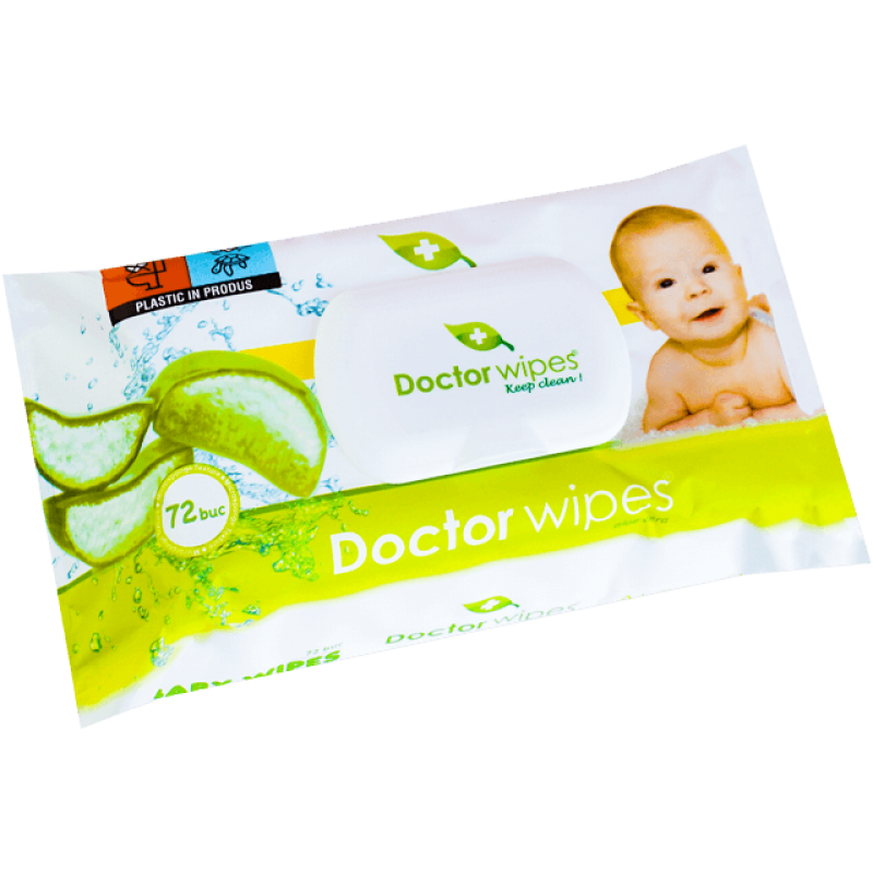 Servetele umede bebelusi cu aloe vera hidratanta 72 buc, Doctor Wipes